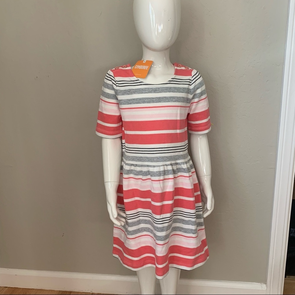 NWT GYMBOREE “Kitty In Pink” Cotton Knit Striped Dress Short Sleeves Casual Sz 6 - Picture 5 of 15